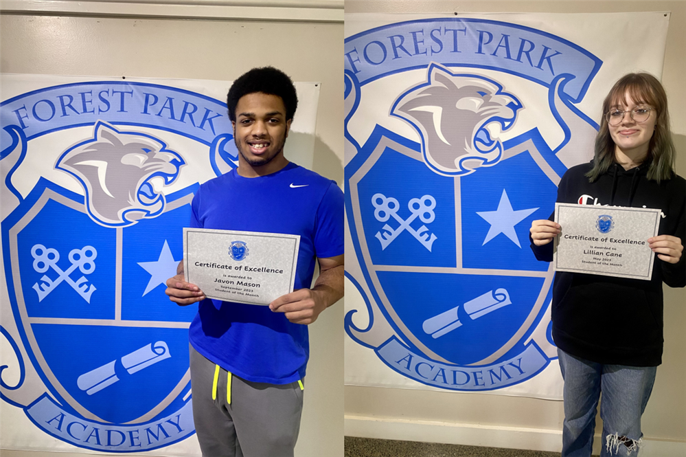   September Students of the Month, Javon and Lily .